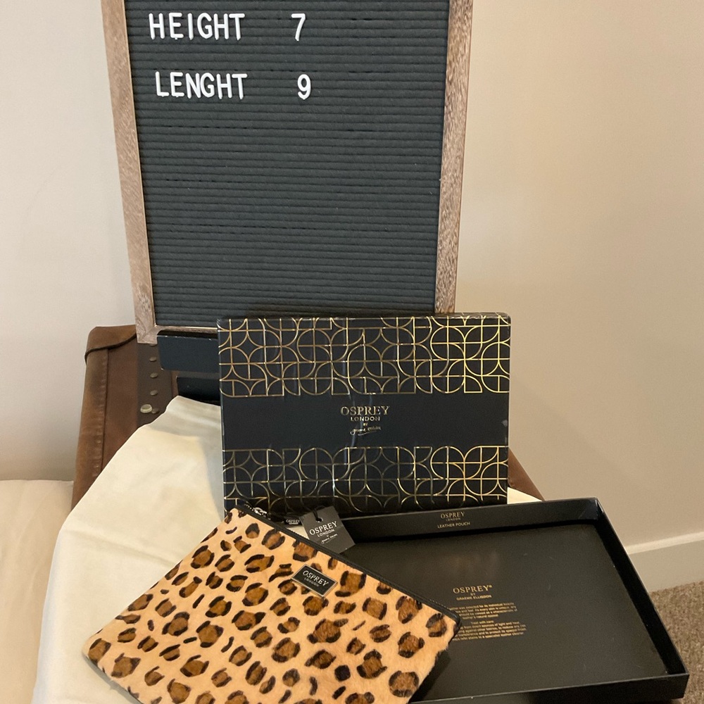 Leopard & black leather clutch